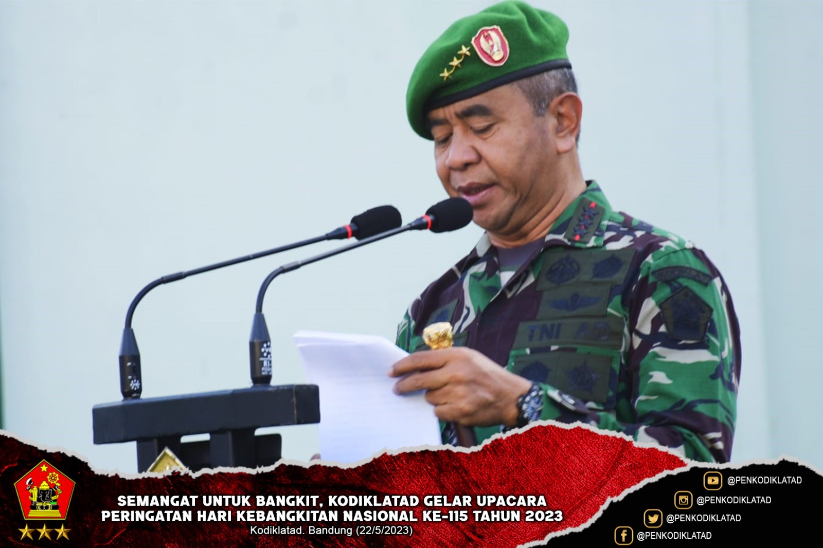Semangat Untuk Bangkit Kodiklatad Selenggarakan Upacara Peringatan Hari Kebangkitan Nasional Ke 115 Tahun 2023