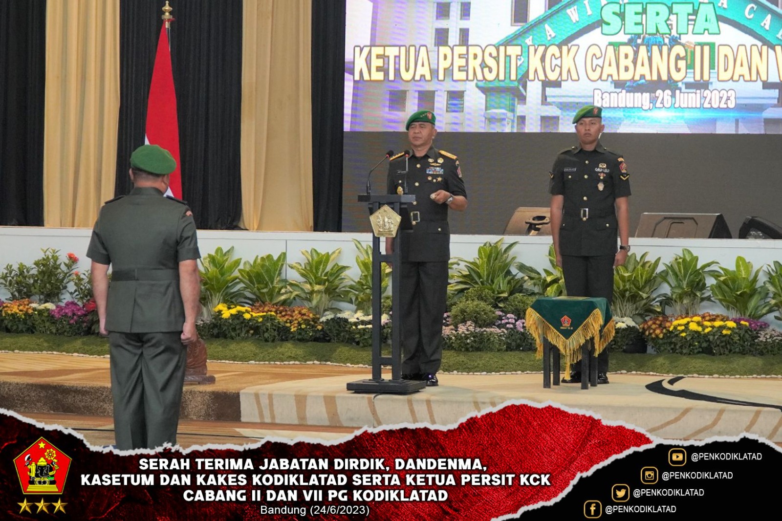 Serah Terima Jabatan Dirdik Dandenma Kasetum dan Kakes Kodiklatad serta Ketua Persit KCK Cabang II dan VII PG Kodiklatad