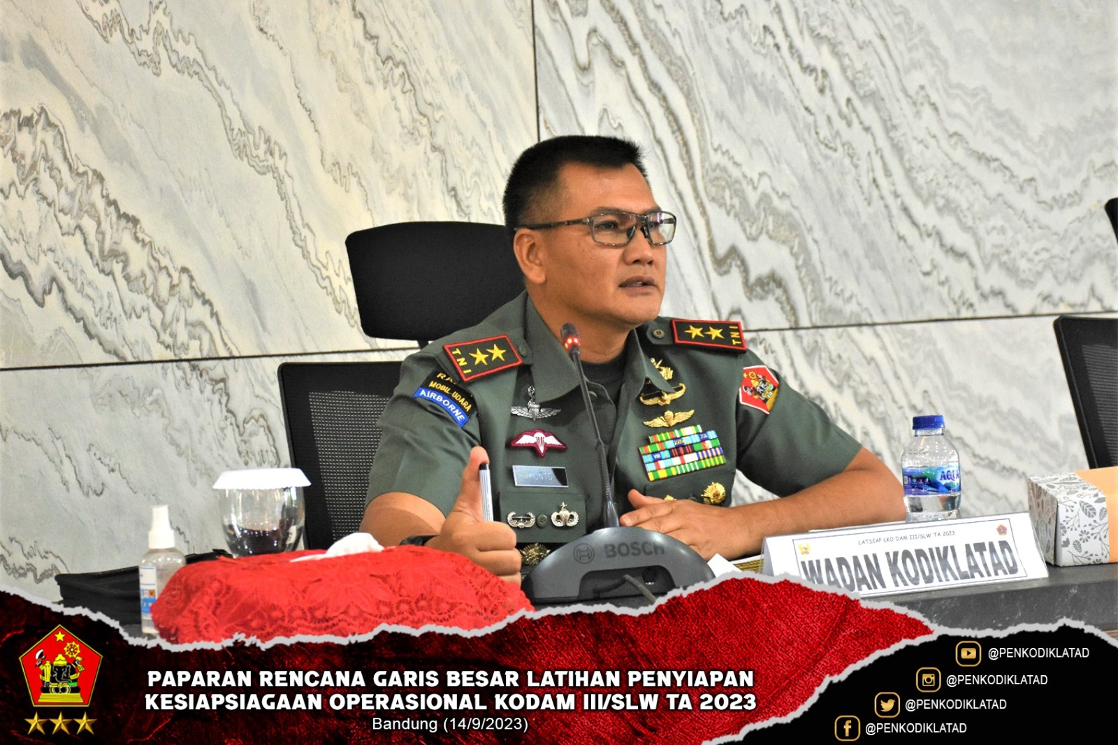 Paparan Rencana Garis Besar Latihan Penyiapan Kesiapsiagaan Operasional Kodam III Slw TA 2023