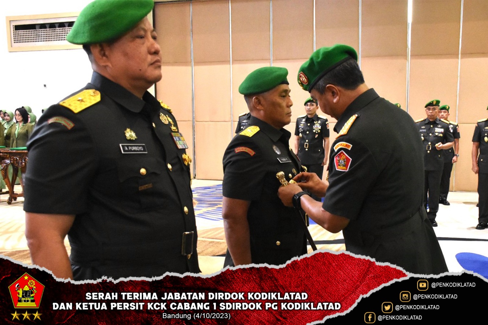 Serah Terima Jabatan Dirdok Kodiklatad dan Ketua Persit KCK Cabang 1 Sdirdok PG Kodiklatad