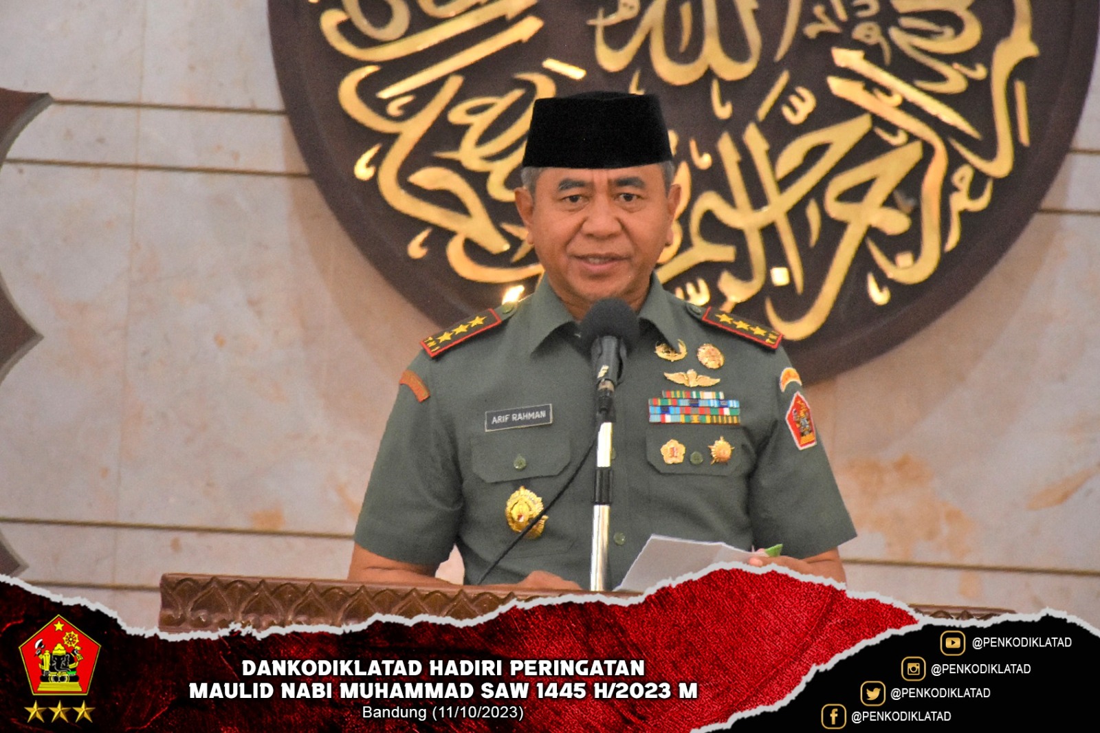 Dankodiklatad Beserta Segenap Keluarga Besar Kodiklatad Peringati Maulid Nabi Muhammad SAW 1445 H 2023 M
