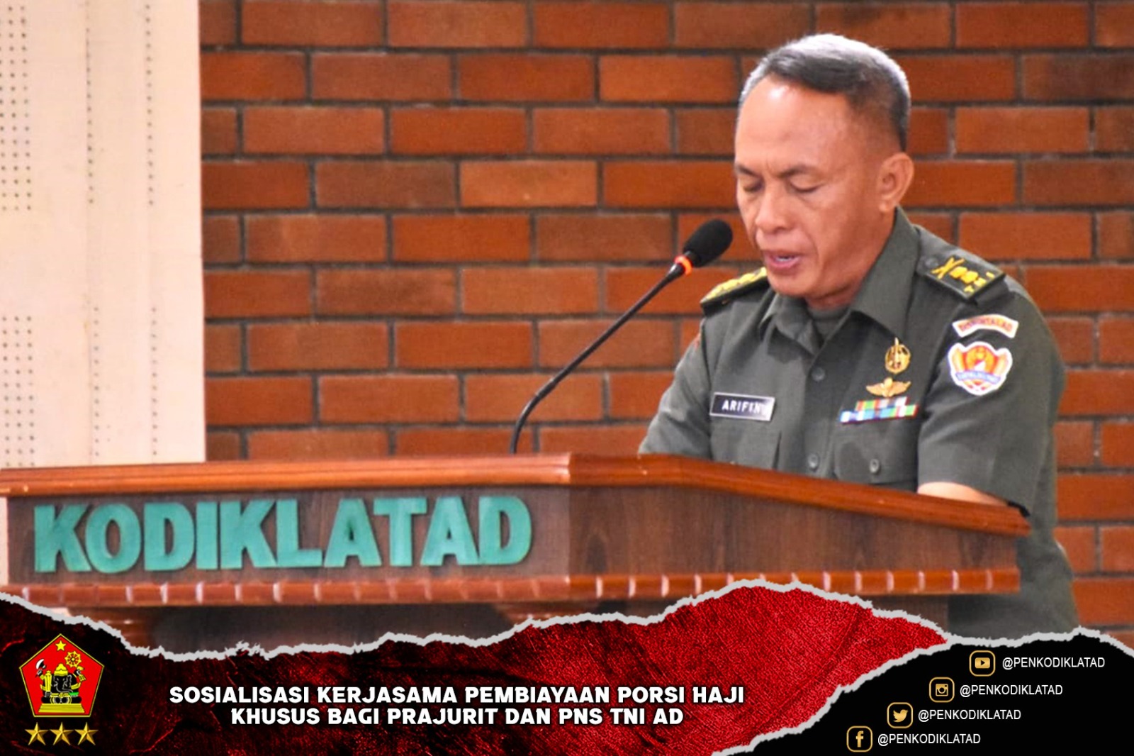 Sosialisasi Kerjasama Pembiayaan Porsi Haji Khusus bagi Prajurit dan PNS TNI AD