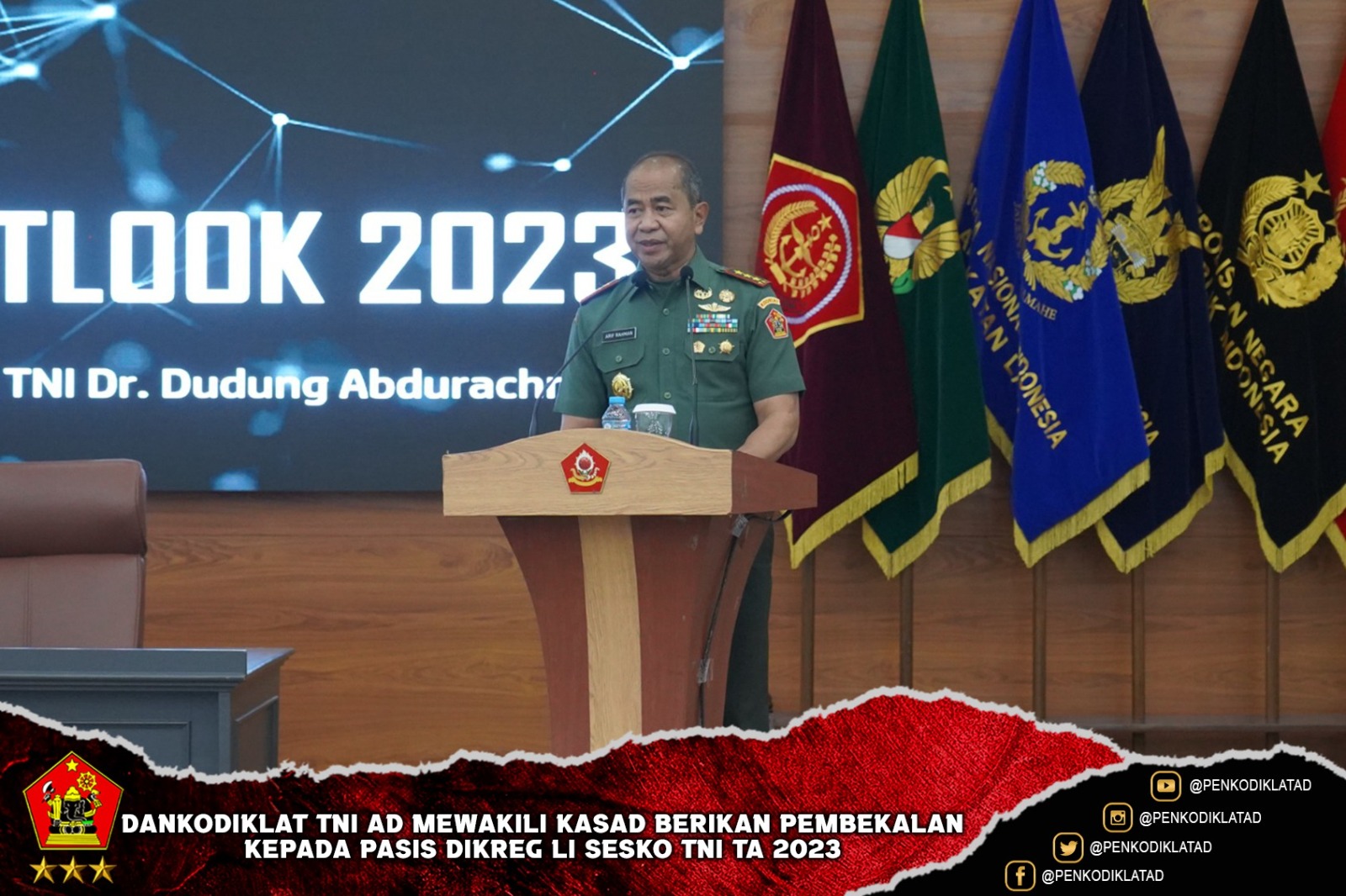 Dankodiklat TNI AD Mewakili Kasad Berikan Pembekalan Kepada Pasis Dikreg LI Sesko TNI TA 2023